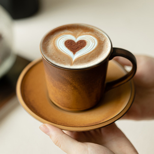 陶瓷咖啡杯碟套装手冲家用日式拉花杯卡布奇诺高端紧致复古粗陶杯