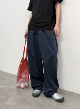 roaringwild a arch 咆哮野兽 藏蓝色轻薄阔腿裤美式工装长裤男