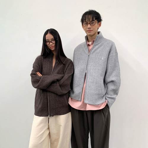 ROARINGWILD半高领双拉链毛衣