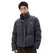 roaringwild 藏蓝色立领格子外套宽松面包羽绒服 咆哮野兽 arch