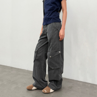 裤 arch咆哮野兽水洗宽松直筒裤 工装 男 休闲潮牌美式 roaringwild