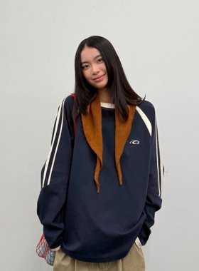 roaringwild a arch 咆哮野兽藏蓝色t恤复合领上衣潮牌美式长袖男