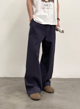 roaringwild a arch 咆哮野兽 蓝色微弹阔腿裤潮牌美式休闲长裤男