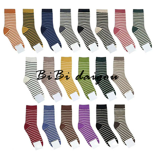 满68元包邮韩国代购糖条纹杠杠学院风女士韩版棉短袜春秋袜子ET44