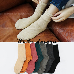 DAHONG糖果色针织袜子女士保暖厚羊毛袜JJ30 韩国代购 满68元 包邮