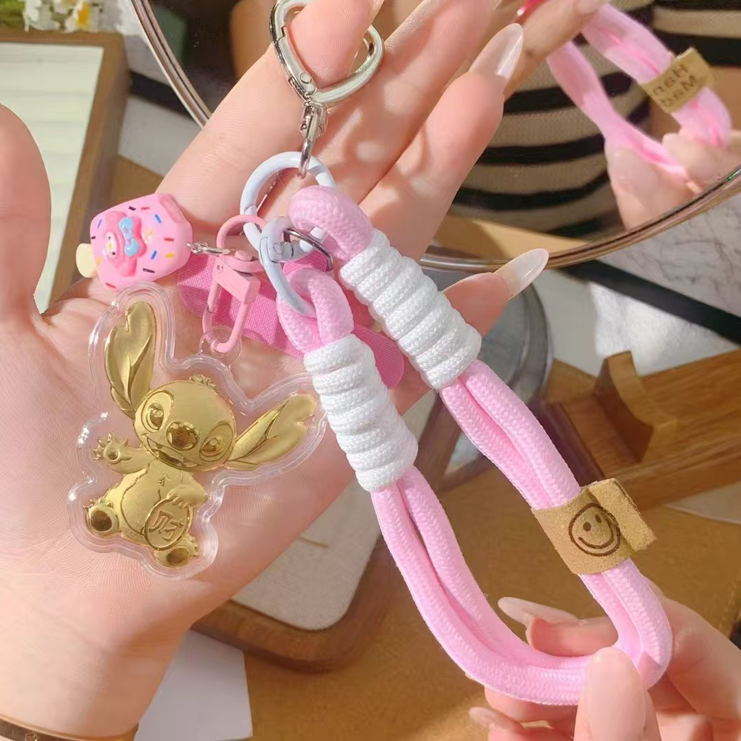 足金史迪仔手机链包包挂饰含金钥匙扣挂件礼品批发直播引流爆款