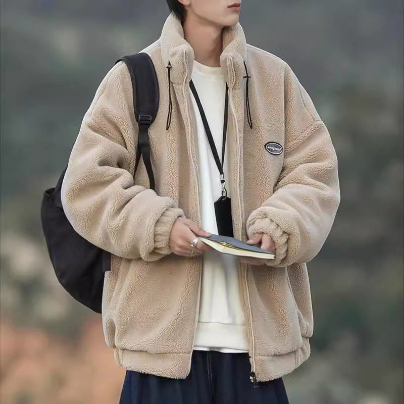 日系cityboy棉服男冬季加绒加厚韩系羊羔绒外套宽松潮流立领棉衣