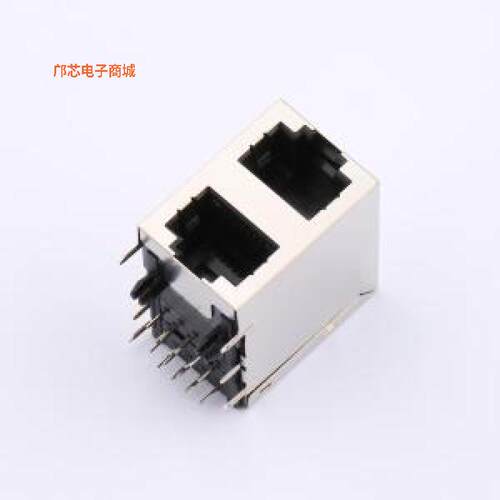 RJ-059B-2X1-4 -[(全新插件RJ45 8p8c 双层2*1 黑色 铜壳带