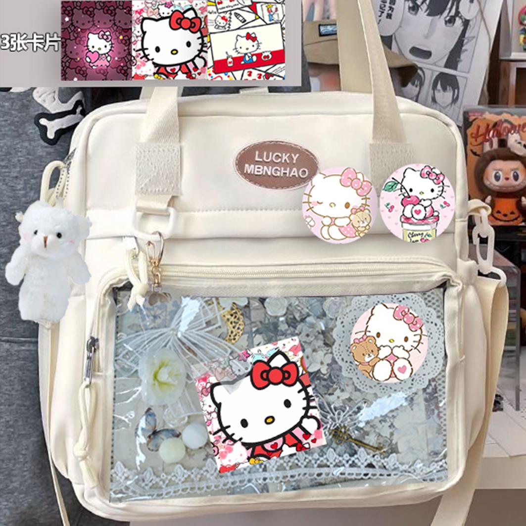 凯蒂猫书包HelloKitty学生痛斜跨单肩三背吧唧小挎包潮流百搭可爱