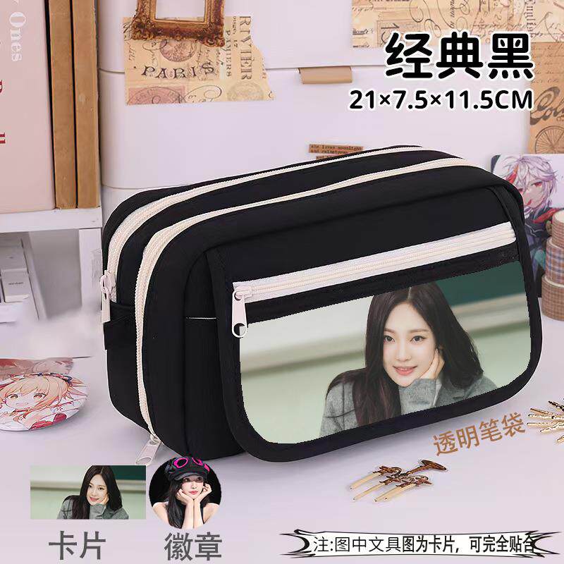 宁艺卓笔袋学生大容量黑白九层可爱男女痛包吧唧文具热门明星应援