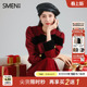 高级感红色小香风连衣裙 两件套韩版 Smen诗萌加厚毛呢长款 冬裙套装