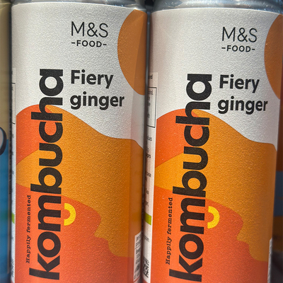 英国进口 M&S/玛莎食品姜味康普茶/即饮茶 kombucha 250克*6罐