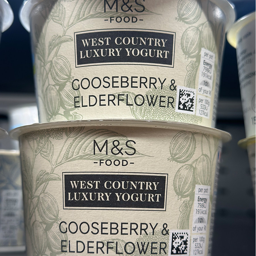 代购进口 M&S/英国玛莎鹅莓接骨木花味乳酪/酸奶 150克*2个
