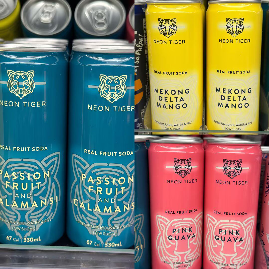 代购越南NEON TIGER真果汁梳打苏打soda湄公香芒/粉红番石榴味