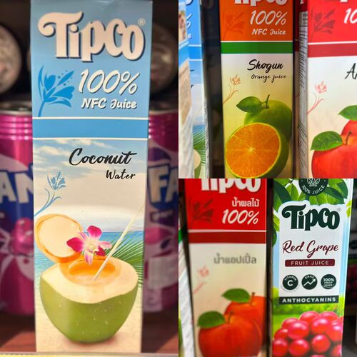 代购 泰国进口 TIPCO100%椰子汁/青橙汁/苹果汁/红提子汁 1升