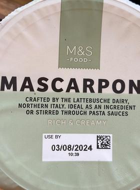 代购正品 英国进口 M&S/玛莎食品意大利软芝士 MASCARPONE 250克