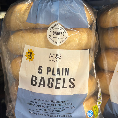 代购英国进口 M&S/玛莎食品原味百吉面包圈 Bagels 5个 425克