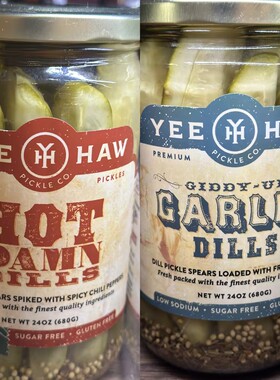 代购美国进口 YEE-HAW PICKLE莳萝红椒/蒜头酸黄瓜 680克