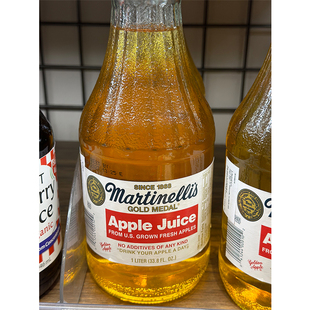 代购美国进口 MARTINELLI'S苹果汁/苹果汁饮品 玻璃瓶装 1升