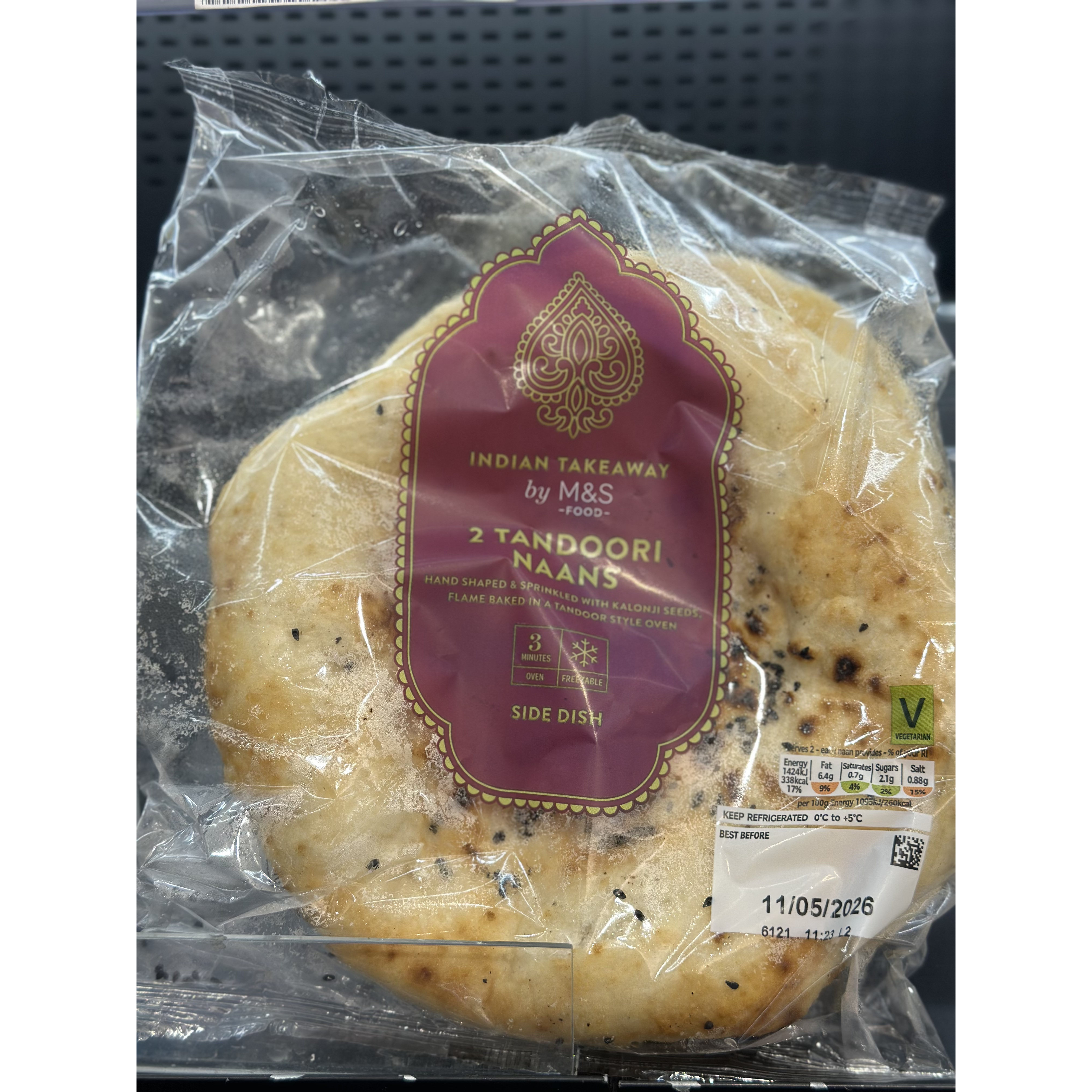 代购 英国进口 M&S/玛莎印度烤饼 takeaway 260克