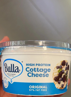 代购澳大利亚进口 BULLA/保利高蛋白原味低脂茅屋芝士 200克