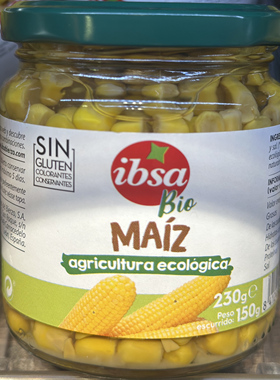 代购 西班牙进口 ISBA有机甜玉米粒/栗米粒罐头 230克