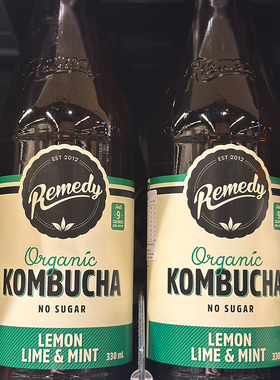 新西兰进口 REMEDY有机无糖红茶菌康普茶Kombucha 青柠薄荷味 2瓶