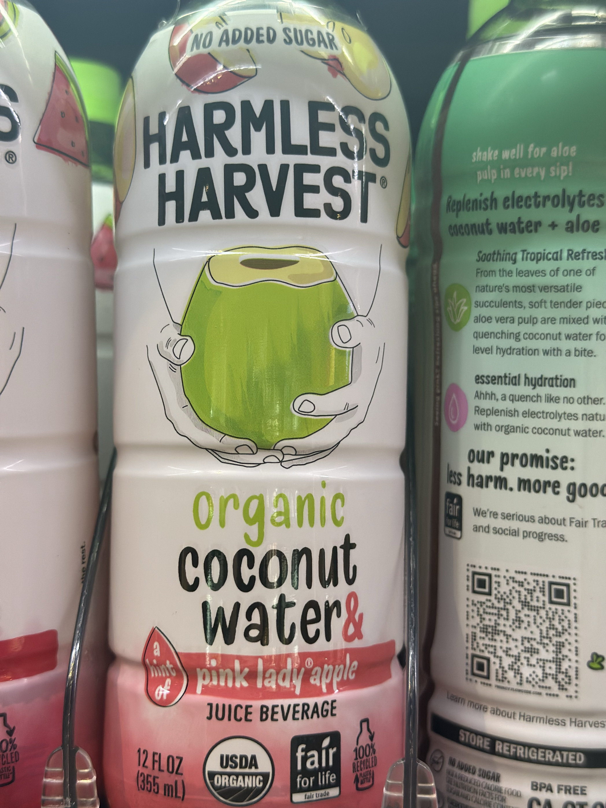 进口正品 HARMLESS HARVEST有机椰子水和红粉佳人苹果汁饮品 一瓶