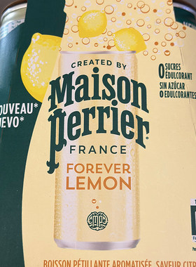 代购法国进口 MAISON PERRIER有气矿泉水 柠檬味330毫升*4罐