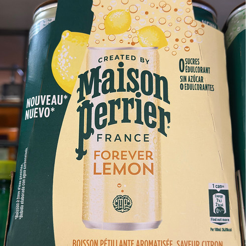 代购法国进口 MAISON PERRIER有气矿泉水 柠檬味330毫升*4罐