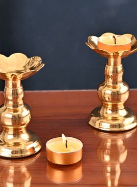 【稳固底座】莲花油灯底座家用蜡烛台合金长明灯高脚酥油灯座佛供