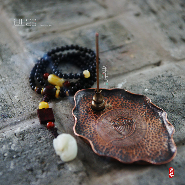 纯手工纯铜锤目纹香盘 香炉 香架 盘香 香插 线香两用 香道紫铜,餐饮具,茶道/香炉,淘宝优惠券,粉丝福利购,淘宝优惠卷