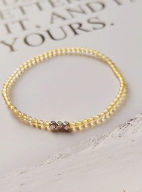 天然黄水晶石细小手链女气质简约