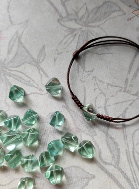 天然绿萤石个性文艺棕手绳清新