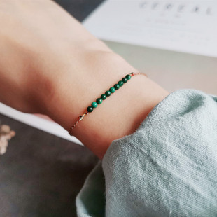 如是 原创天然孔雀石小细珠编织文艺中国风绿复古女富贵简约手绳