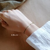 敲细细 原创文艺巨细小红手绳百搭碎银小众黑绿男女精致显白925银