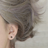 仲夏至 简约925银迷你豆豆文艺天然切面黑曜石闪气质耳钉女原创对