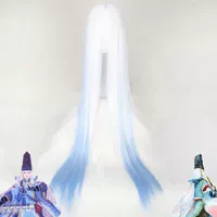 Yin Yang Shi Hand Tour Abe Seimei Cosplay tóc giả bằng lụa trắng và xanh pha trộn dây nhiệt độ cao tóc dài thẳng - Cosplay cosplay anime nữ đẹp