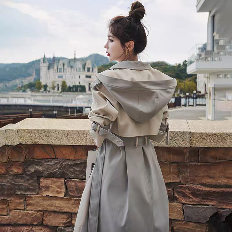 连帽风衣外套女中长款高级感大衣