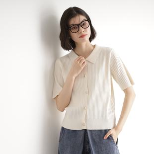 罗纹针织POLO衫 女款 12031 040 THE 东京胖黄瓜日本代购 SHOP