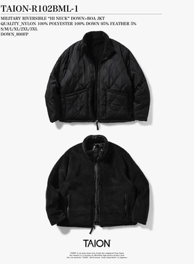 日本代购 TAION 男女款 两面穿绗缝抓绒羽绒服 R102BML-1