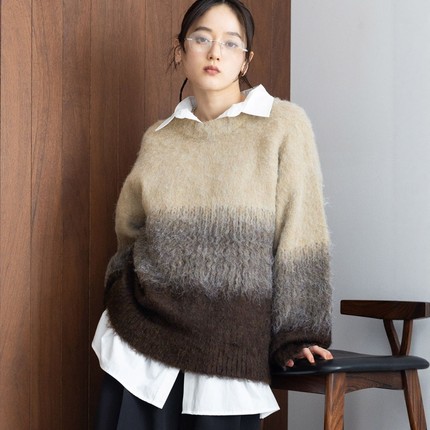 日本代购 RAGEBLUE 女款 渐变色层次针织衫 601175