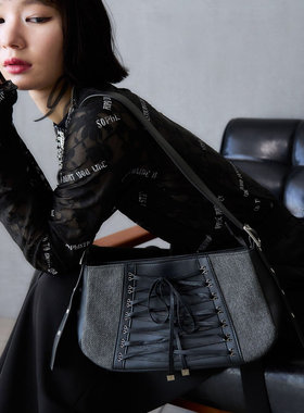 东京胖黄瓜日本代购 HARE 牛仔布系带单肩包 328284