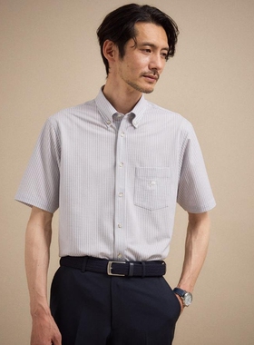 日本代购 TAKEO KIKUCHI 日本制 冷感刺绣短袖衬衫 931-85510