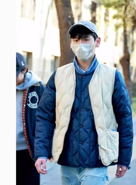 TAION 800FP 军事V领侧拉链羽绒马甲 蒋奇明同款 男女款 001ZML-1