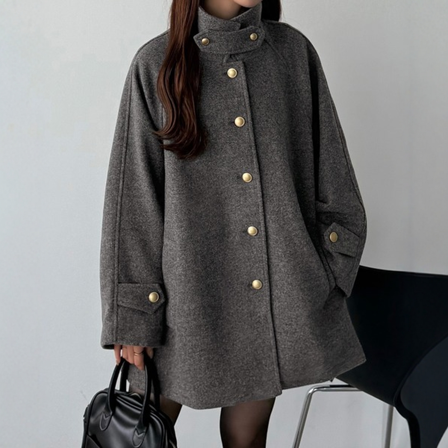 东京胖黄瓜日本代购  callautia 金色扣中长外套 frca034-557