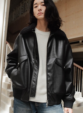 东京胖黄瓜日本代购 WYM LIDNM 可拆卸人造皮飞行夹克 WYjk1233