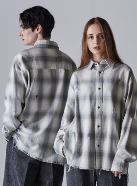 东京胖黄瓜日本代购 CLEL 男女款 格纹做旧衬衫 CLEsh1365