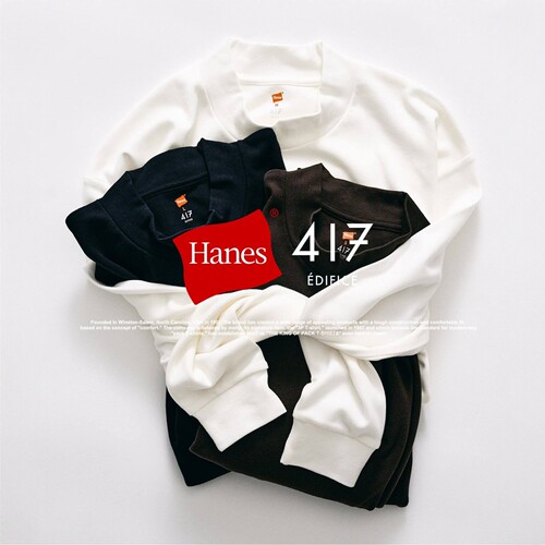 Hanes x 417 EDIFICE 別注 CLEAR CUT 纯棉长袖打底衫T恤 0023