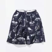 26春夏 0034 男款 NAUTICA 海洋印花斜纹双褶休闲短裤